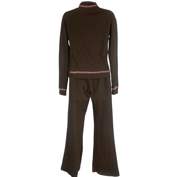 Twisted Heart Y2K Two Piece Zip Front Tracksuit Embroidered Beaded Black Small - Picture 5 of 12